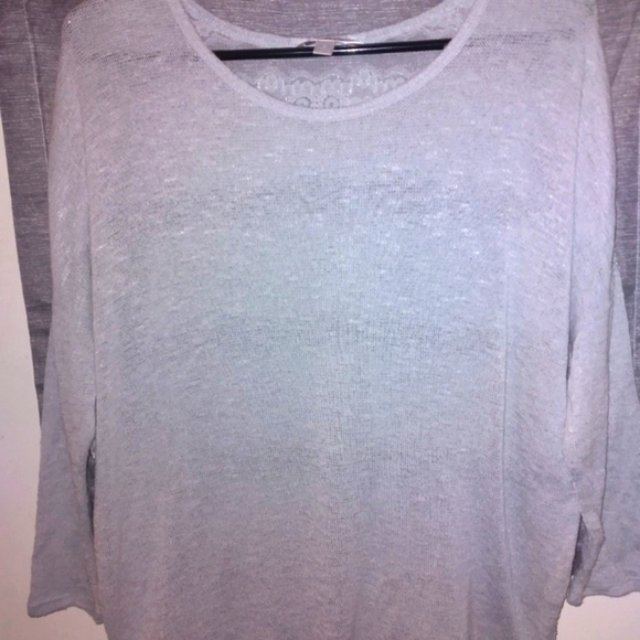 Charming Charlie Long Sleeve Top. Solid front and See through Lace back. Size S - Picture 1 of 5